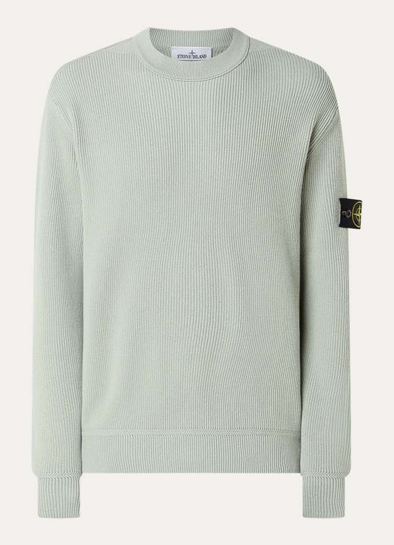 Stone Island Heren S00D8 fijngebreide trui met logo in de kleur Lindegroen, maat: S