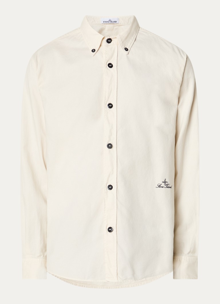 Stone Island Heren S0315 regular fit overhemd met logo in de kleur Ivoor, maat: S