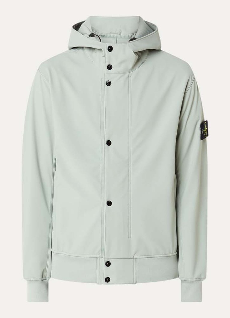 Stone Island Heren S0A22 jack met capuchon en logo in de kleur Lindegroen, maat: L