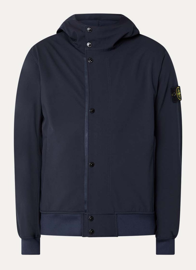 Stone Island Heren S0A22 jack met capuchon en logo in de kleur Donkerblauw, maat: XS