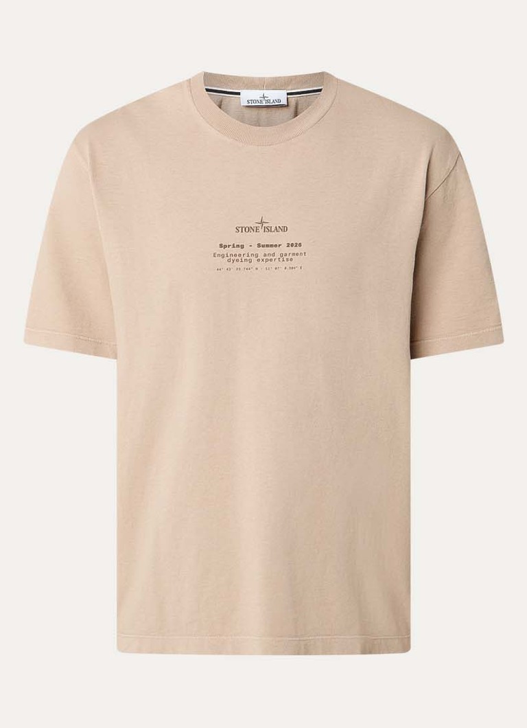 Stone Island Heren 12002 T-shirt met logo- en backprint in de kleur Beige, maat: S