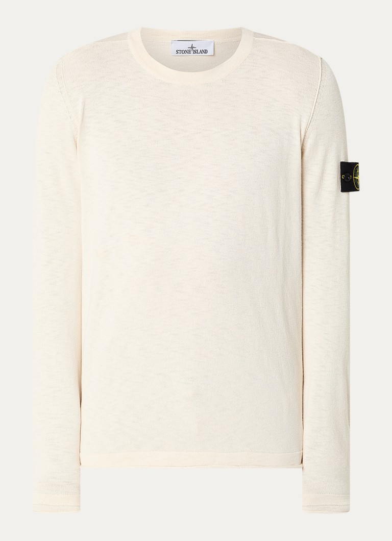 Stone Island Heren S00B0 fijngebreide pullover met logo in de kleur Creme, maat: L
