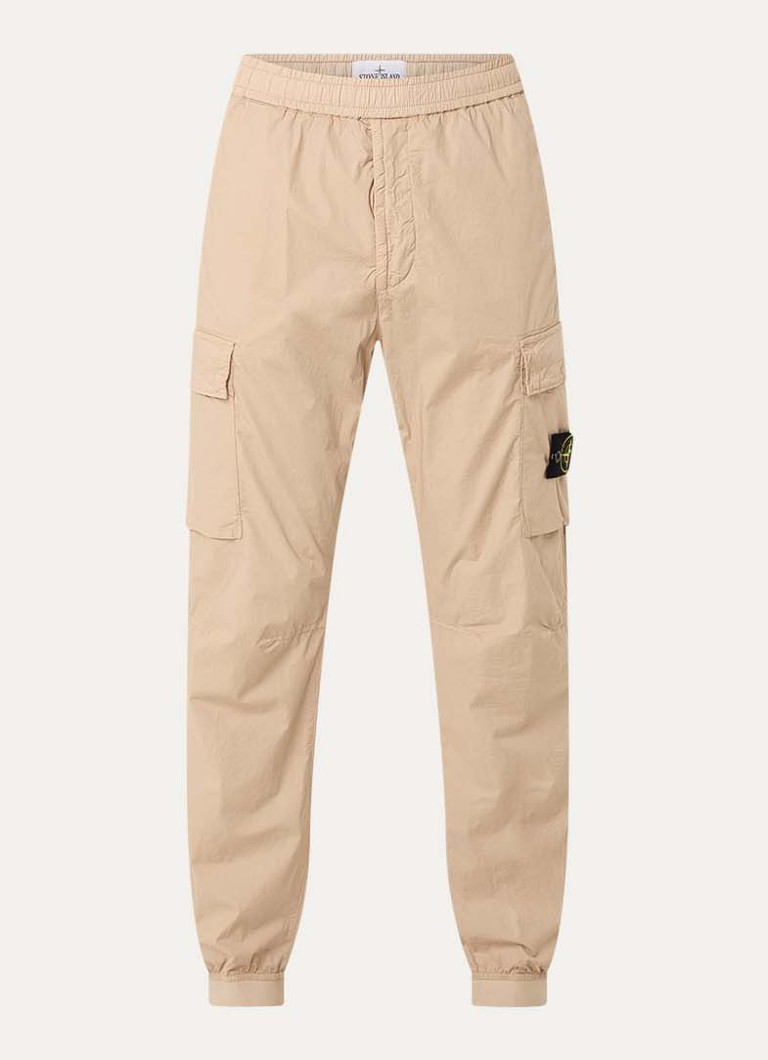 Stone Island Heren 93582 tapered fit cargobroek met steekzakken en logo in de kleur Beige, maat: 34