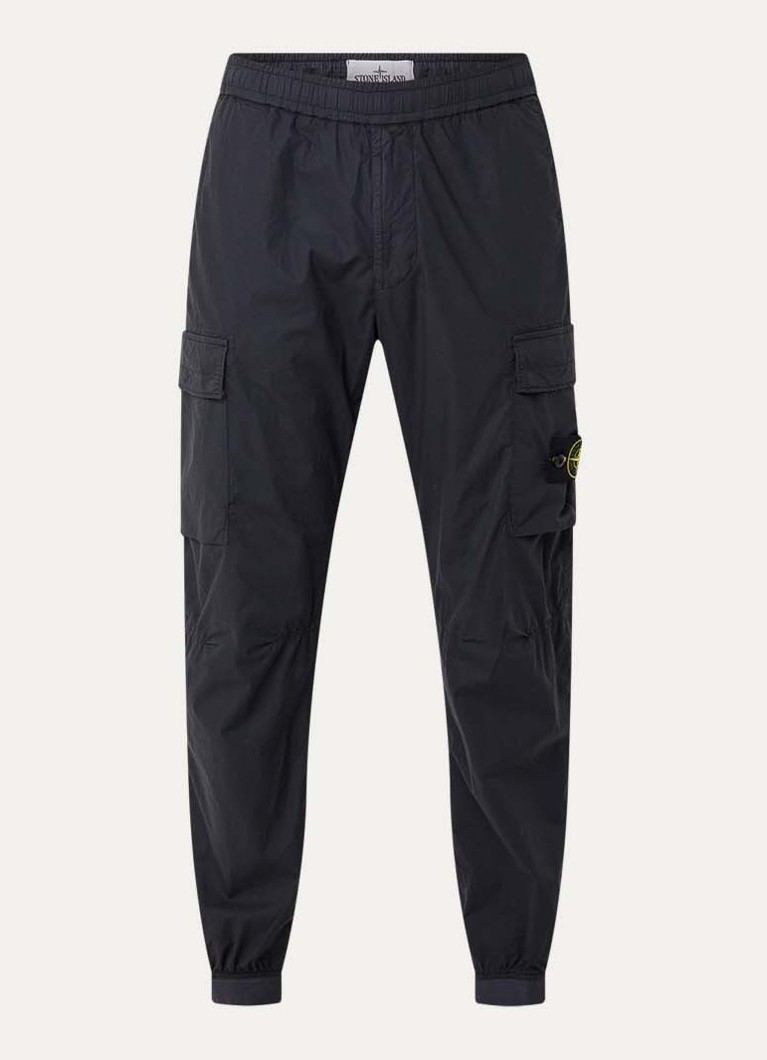 Stone Island Heren 93582 tapered fit cargobroek met steekzakken en logo in de kleur Donkerblauw, maat: 30