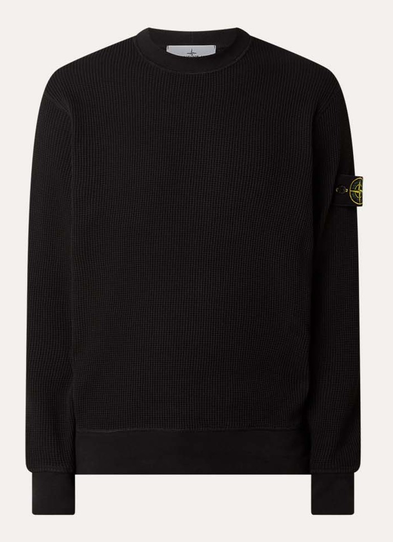Stone Island Heren S0044 fijngebreide trui met logo in de kleur Zwart, maat: XL