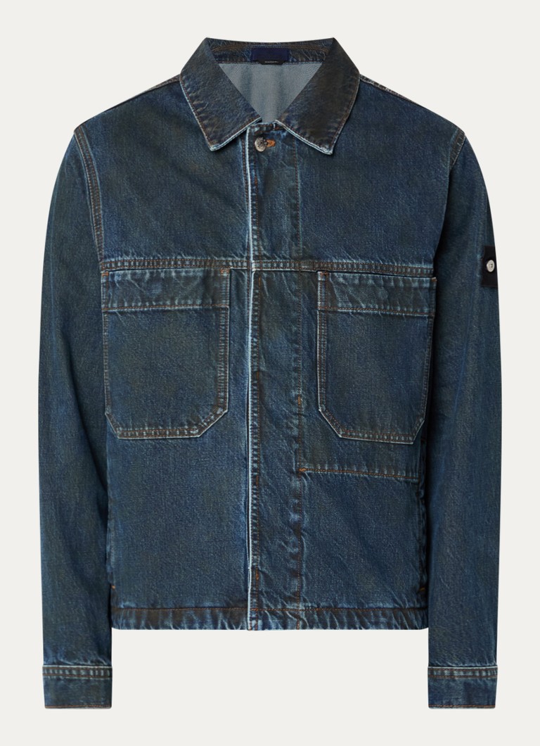Stone Island Heren S0J40 spijkerjas met logo en verwassen effect in de kleur Indigo, maat: L