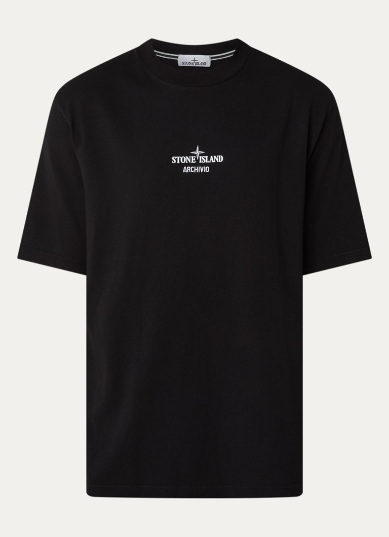 Stone Island Heren S0091 T-shirt met logo- en backprint in de kleur Zwart, maat: S