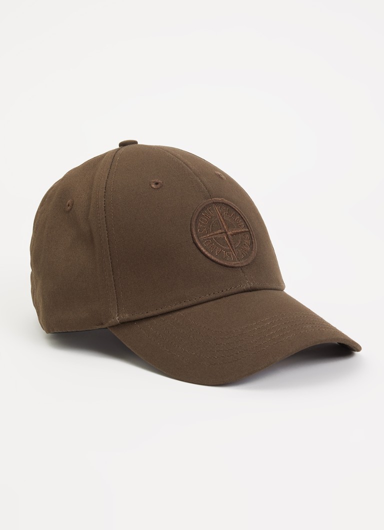 Stone Island Heren S0248 pet met logoborduring in de kleur Groenbruin, maat: OS