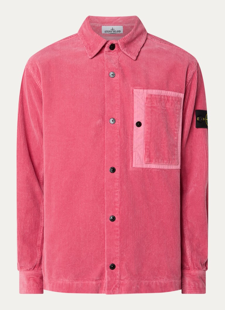Stone Island Heren Regular fit overshirt van corduroy met borstzak in de kleur Roze, maat: M