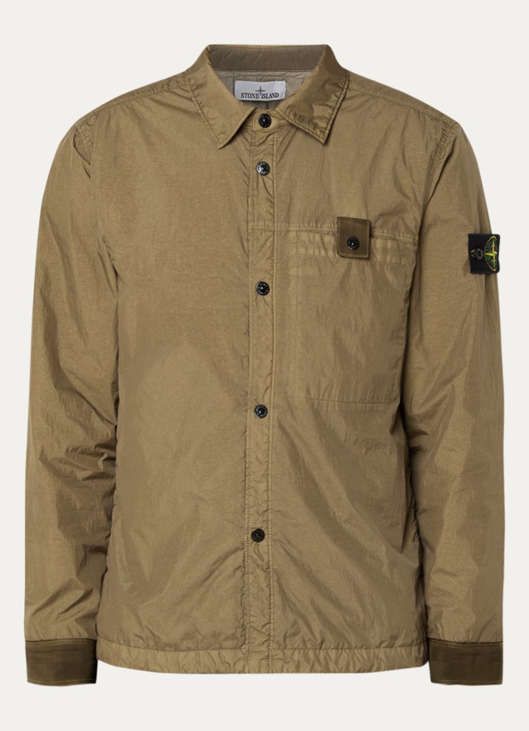 Stone Island Heren S0A23 jack met logo en steekzakken in de kleur Legergroen, maat: L