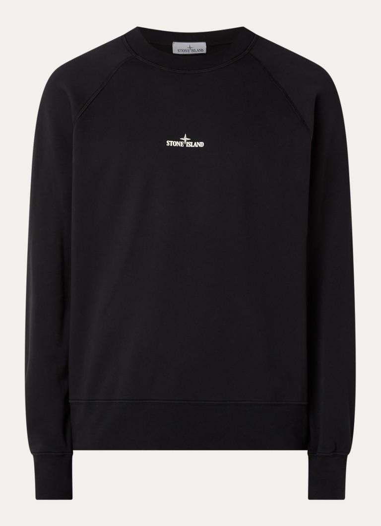 Stone Island Heren S0466 sweater met logo- en backprint in de kleur Zwart, maat: XL