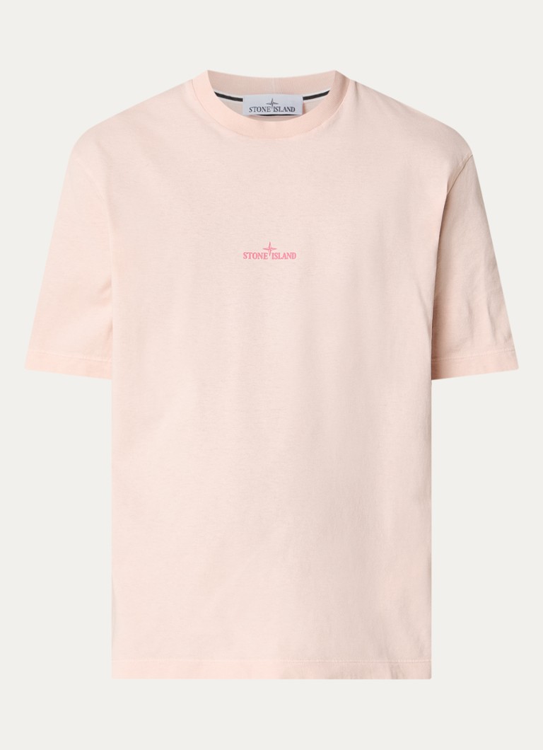 Stone Island Heren S0534 T-shirt met logo- en backprint in de kleur Lichtroze, maat: S