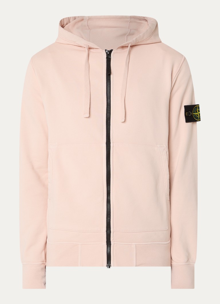 Stone Island Heren S0051 sweatvest met logo en capuchon in de kleur Roze, maat: M