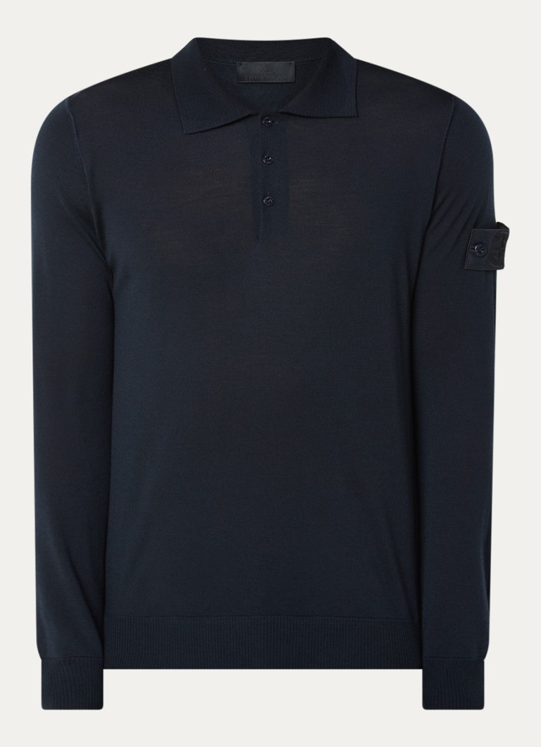 Stone Island Heren S00FC regular fit polo van scheerwol in de kleur Donkerblauw, maat: S
