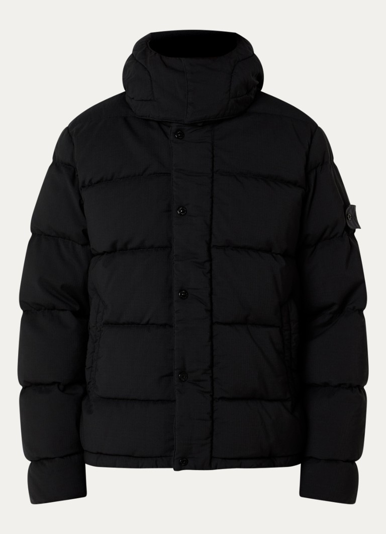 Stone Island Heren S0F52 puffer jack van scheerwol met donsvulling en afneembare capuchon in de kleur Zwart, maat: M