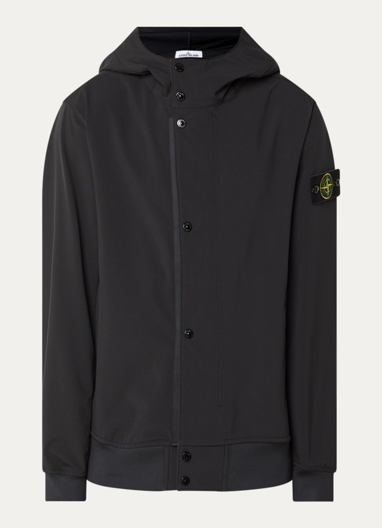 Stone Island Heren S0A22 softshell jack met capuchon en ritszakken in de kleur Zwart, maat: S