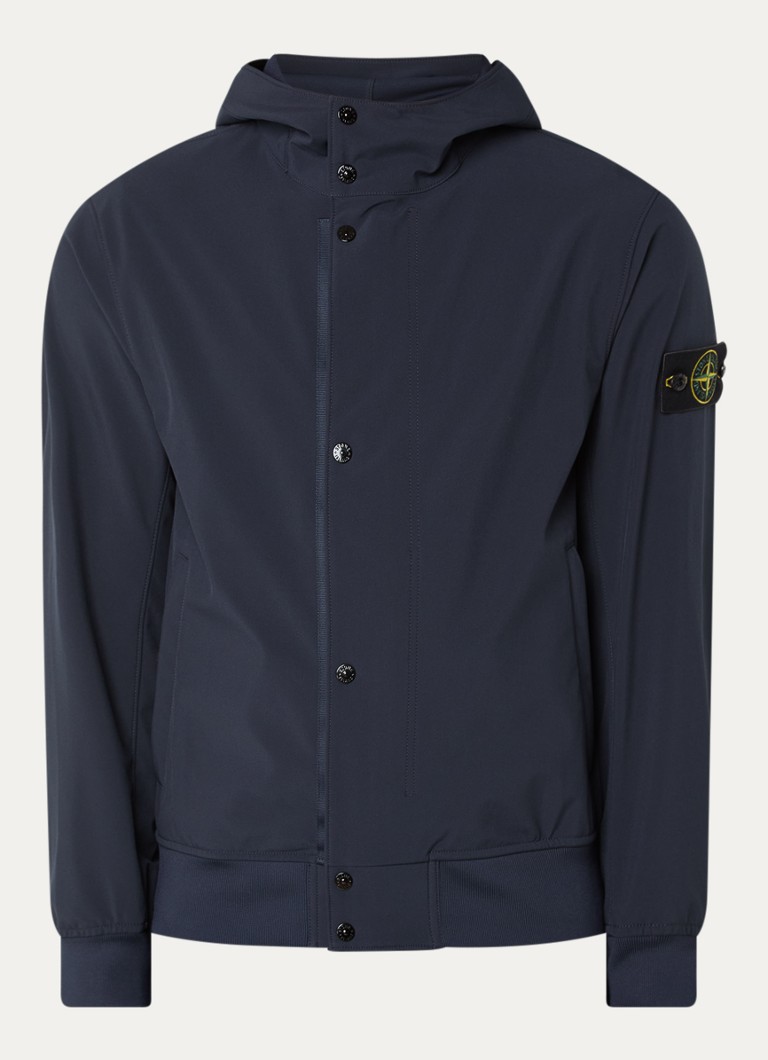 Stone Island Heren S0A22 softshell jack met capuchon en ritszakken in de kleur Donkerblauw, maat: XL