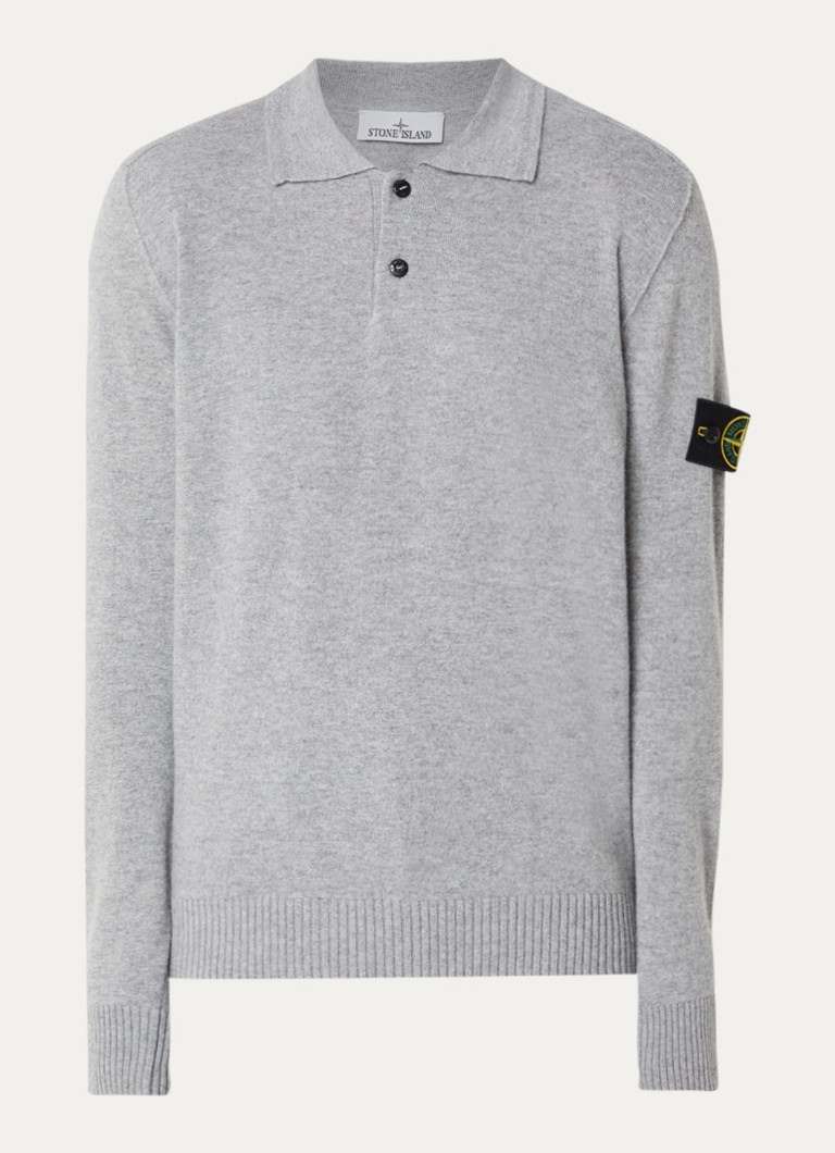 Stone Island Heren S00B4 fijngebreide trui van scheerwol met polokraag in de kleur Grijs, maat: L
