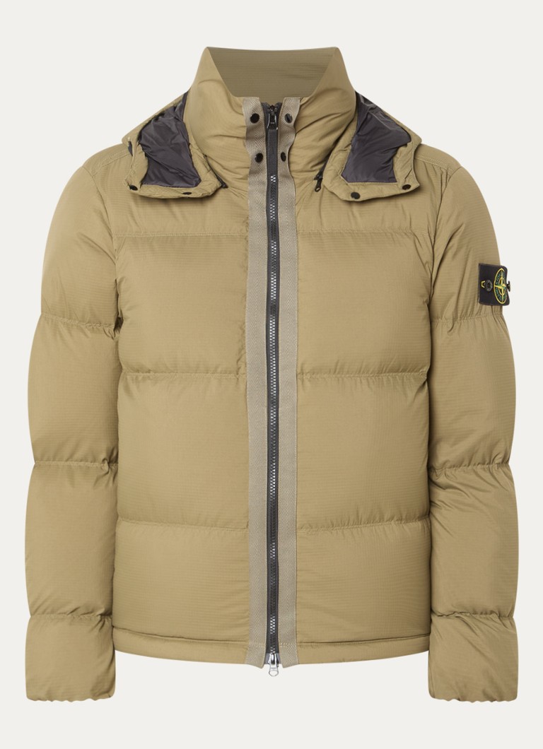 Stone Island Heren S0483 puffer jacket met donsvulling en afneembare capuchon in de kleur Mosgroen, maat: XXL