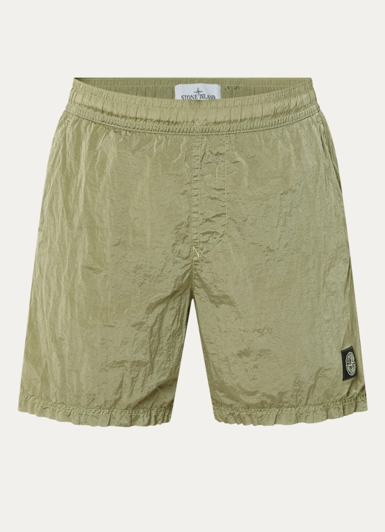 Stone Island Heren S0043 zwemshort met logo en steekzakken in de kleur Olijfgroen, maat: M