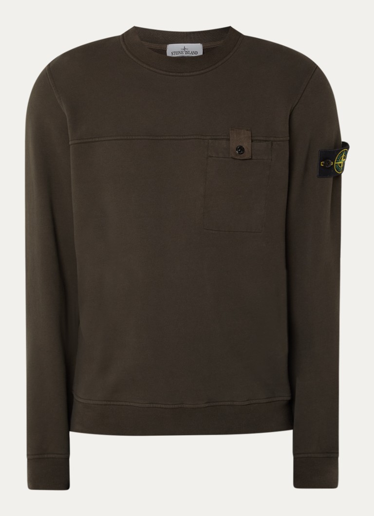 Stone Island Heren S0A20 sweater met logo en borstzak in de kleur Bruin, maat: L
