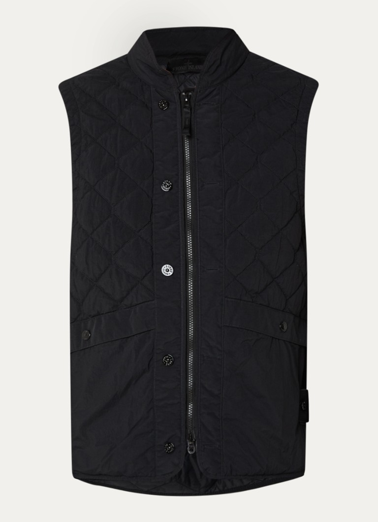 Stone Island Heren S00F6 gewatteerde bodywarmer met quilt patroon in de kleur Zwart, maat: M