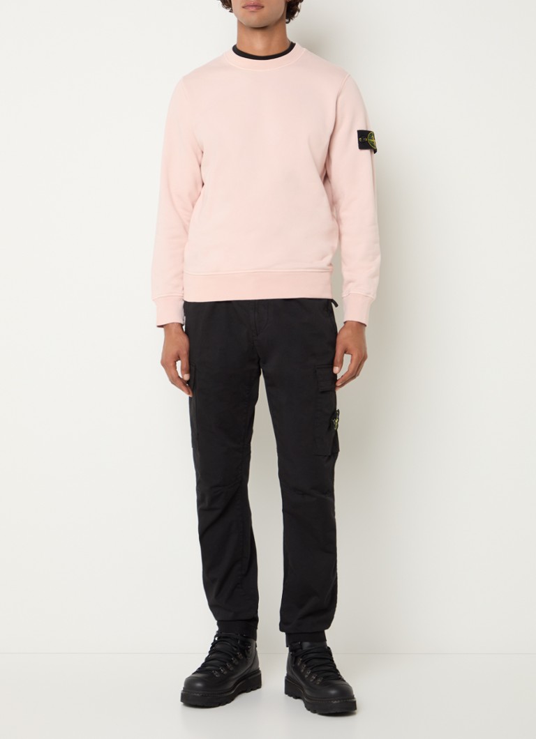 Stone Island Heren S0014 slim fit cargobroek in wolblend met klepzakken in de kleur Zwart, maat: 32