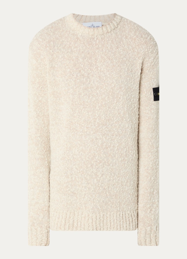 Stone Island Heren S0N20 grofgebreide trui met logo in de kleur Beige, maat: S