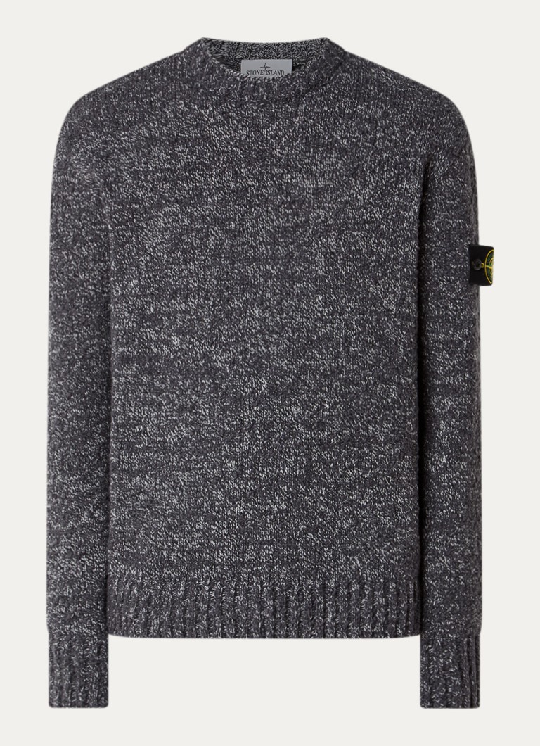 Stone Island Heren S0N20 grofgebreide trui met logo in de kleur Donkergrijs, maat: S