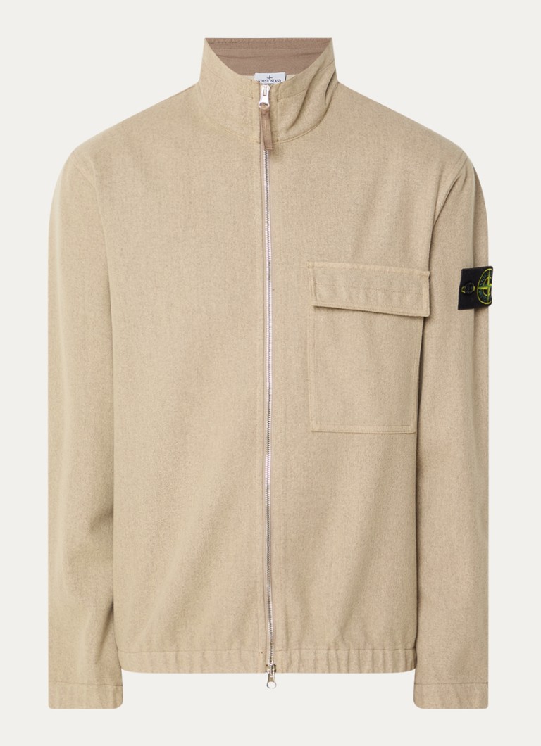 Stone Island Heren S0451 overshirt in wolblend met borstzak in de kleur Beige, maat: XL
