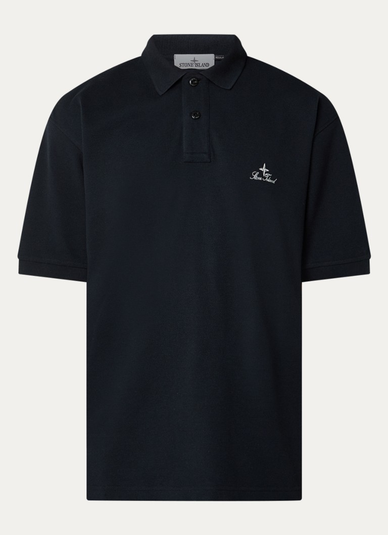 Stone Island Heren S0039 regular fit polo met logoborduring in de kleur Donkerblauw, maat: S