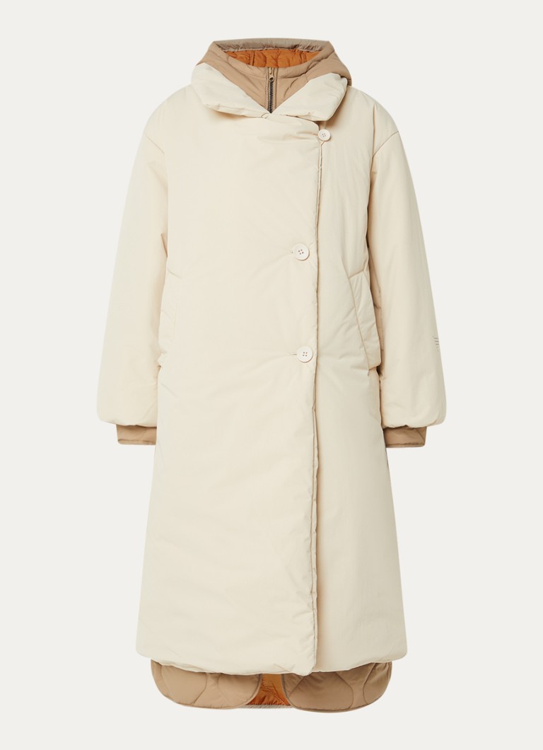 Krakatau Dames Vela gewatteerde parka met capuchon en steekzakken in de kleur Beige, maat: S