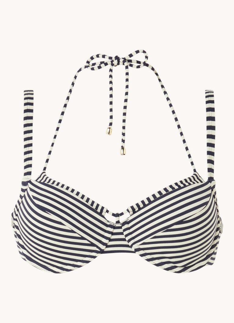 Marlies Dekkers Dames Holi Vintage push-up balconette bikinitop met streepprint in de kleur Lichtblauw