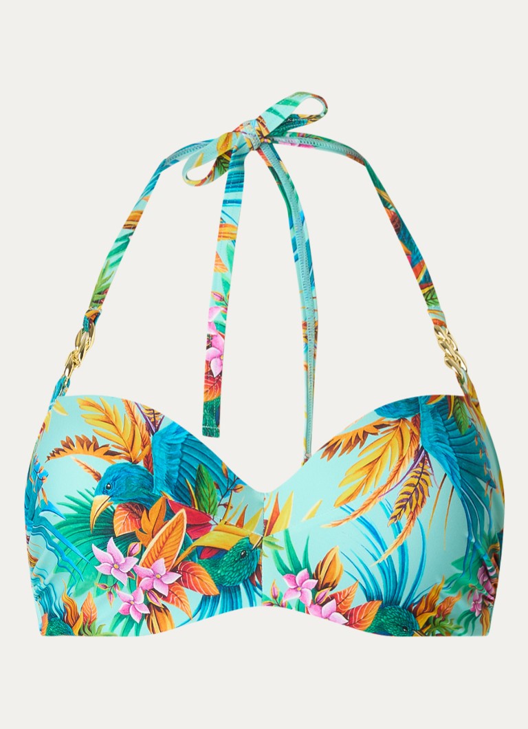Marlies Dekkers Dames Hula Haka voorgevormde balconette bikinitop met bloemenprint in de kleur Aquablauw