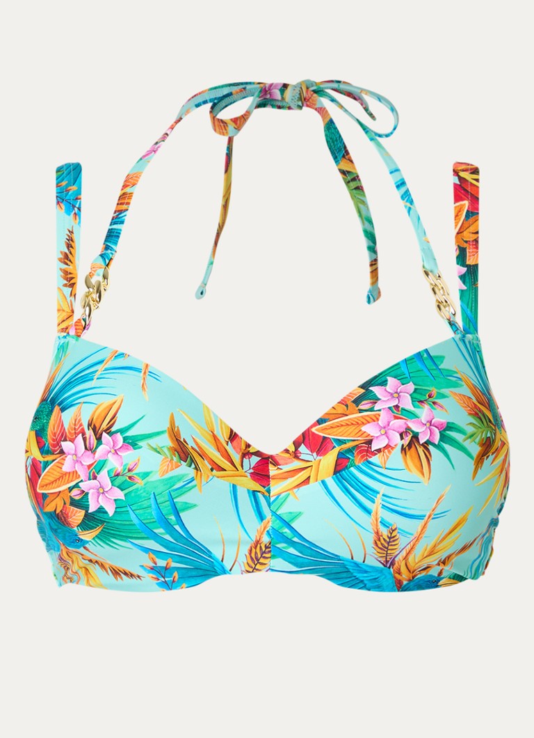 Marlies Dekkers Dames Hula Haka voorgevormde balconette bikinitop met print in de kleur Lichtblauw
