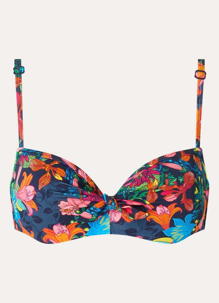 Marlies Dekkers Dames Thalassa voorgevormde balconette bikinitop met bloemenprint in de kleur Donkerblauw