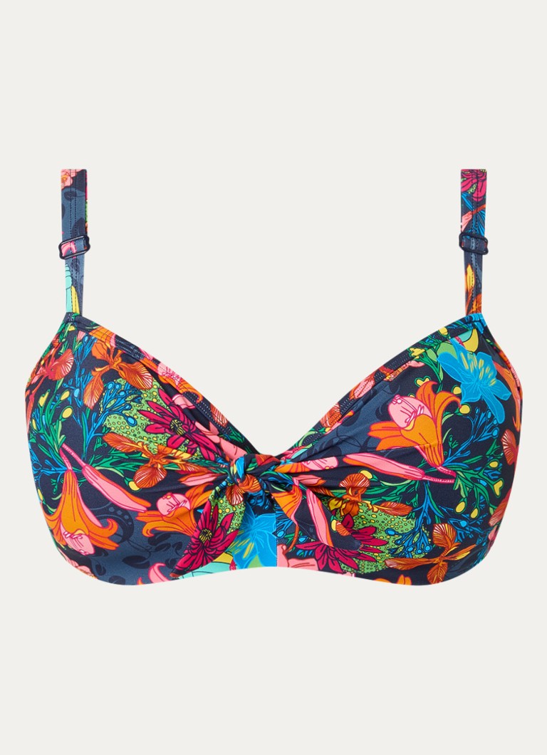 Marlies Dekkers Dames Thalassa voorgevormde balconette bikinitop met bloemenprint in de kleur Donkerblauw