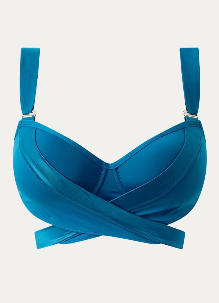 Marlies Dekkers Dames Cache Coeur voorgevormde bikinitop met gekruiste banden in de kleur Petrol