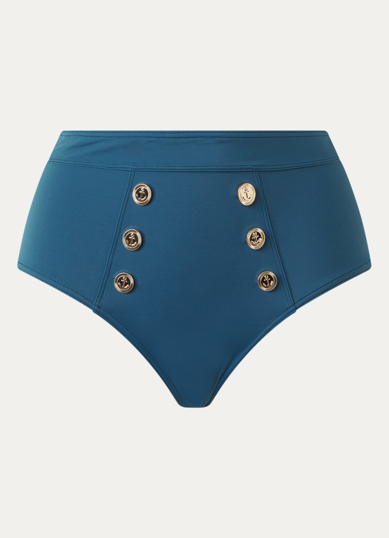 Marlies Dekkers Dames High waisted hipster bikinislip met knoopdetail in de kleur Petrol