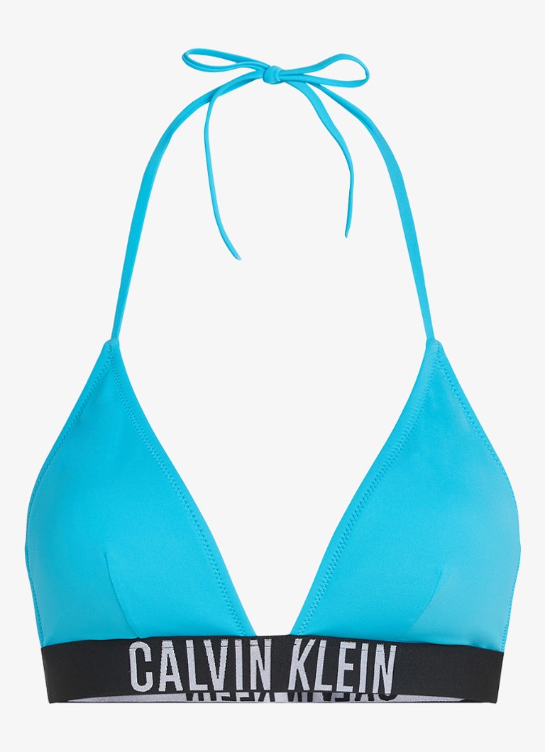 Calvin Klein Dames Triangle bikinitop met logo en uitneembare vulling in de kleur Turquoise