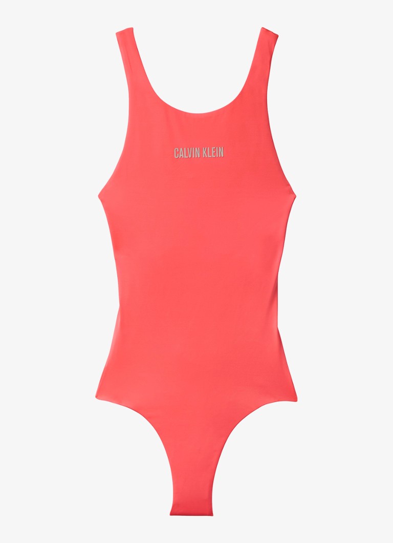 Calvin Klein Dames Badpak met logo in de kleur Roze