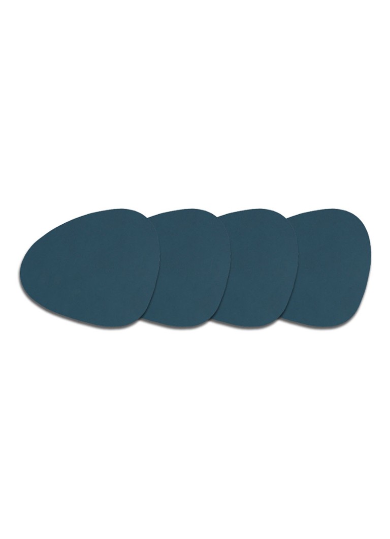 LIND DNA Curve Nupo onderzetter van leer set van 4 Donkerblauw - Deal