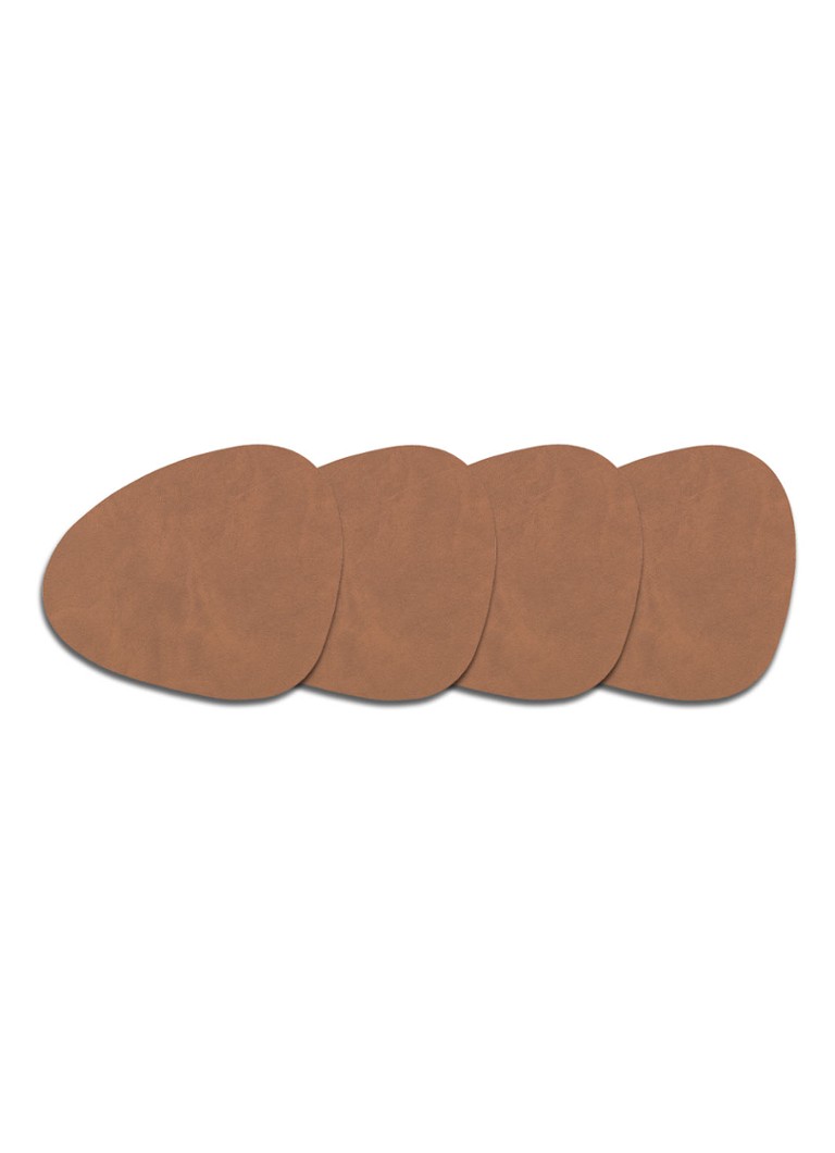 LIND DNA Curve Nupo onderzetter van leer set van 4 Bruin - Deal