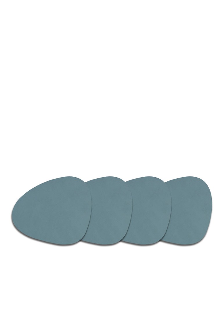 LIND DNA Curve Nupo onderzetter van leer set van 4 Staalblauw - Deal