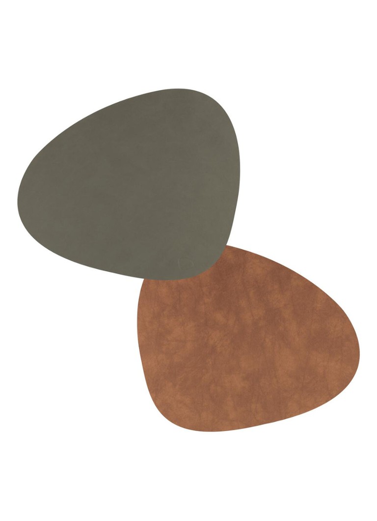 LIND DNA Curve reversible placemat van leer 37 x 44 cm Olijfgroen - Deal