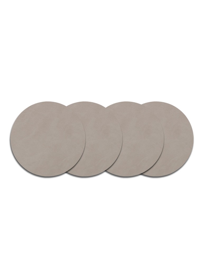 LIND DNA Glass Mat Circle onderzetter van leer set van 4 Grijs - Deal