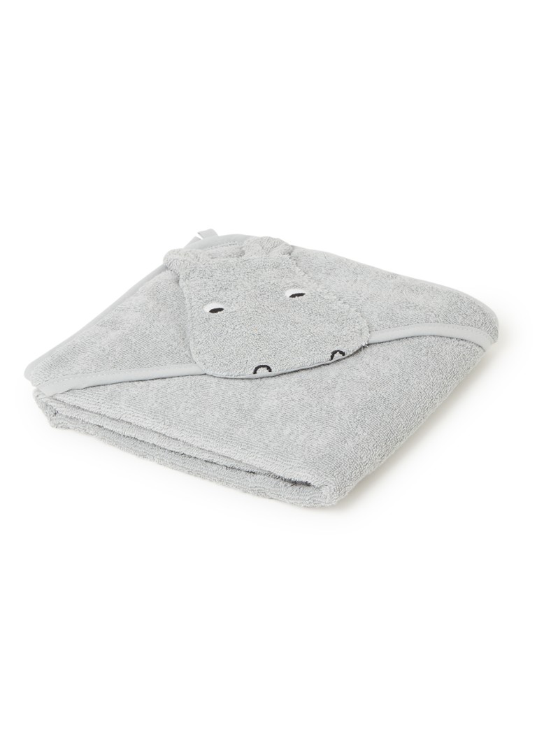 Liewood Albert badcape van katoen 70 x 70 cm in de kleur Donkergrijs, maat: 1 SIZE