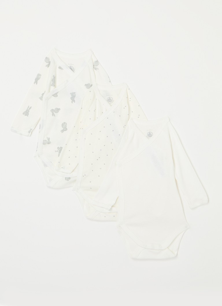Petit Bateau Meisjes Romper van katoen in 3-pack in de kleur Gebroken wit, maat: 44