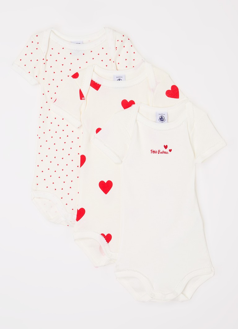 Petit Bateau Meisjes Romper van katoen in 3-pack in de kleur Gebroken wit, maat: 86