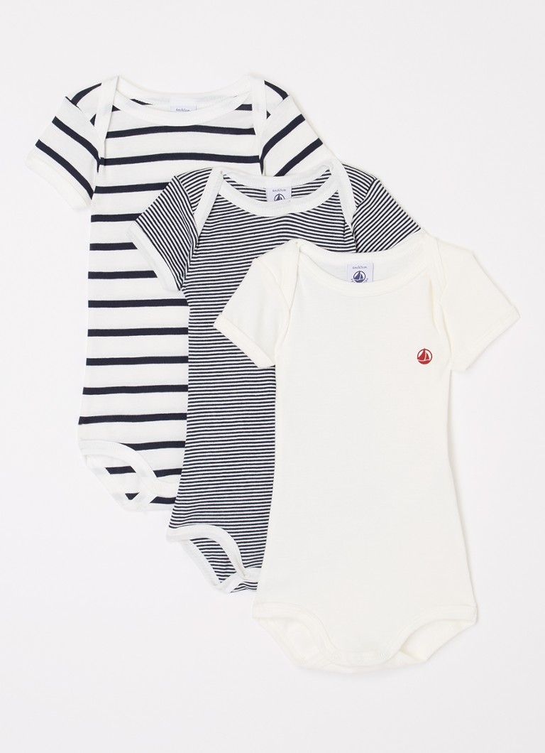 Petit Bateau Jongens Romper van katoen in 3-pack in de kleur Donkerblauw, maat: 74